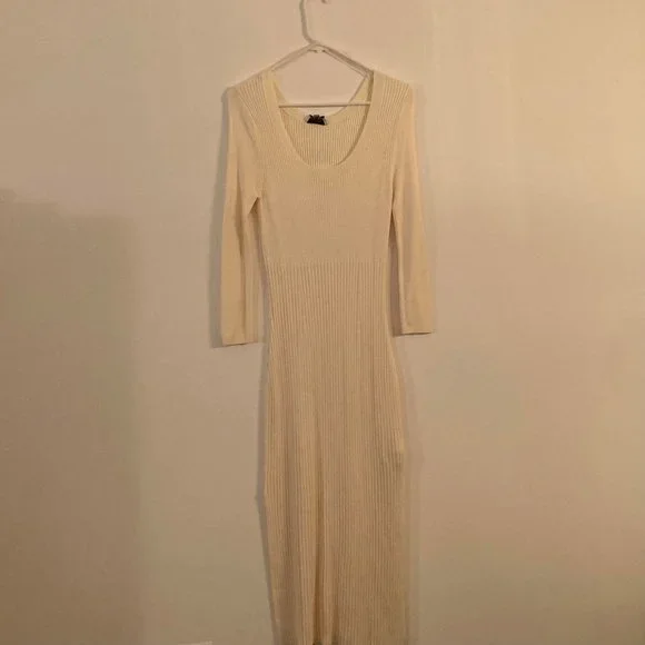 & Other Stories Midi Ribbed Dress Cream Medium & Other Stories Midi Ribbed Dress Cream Medium